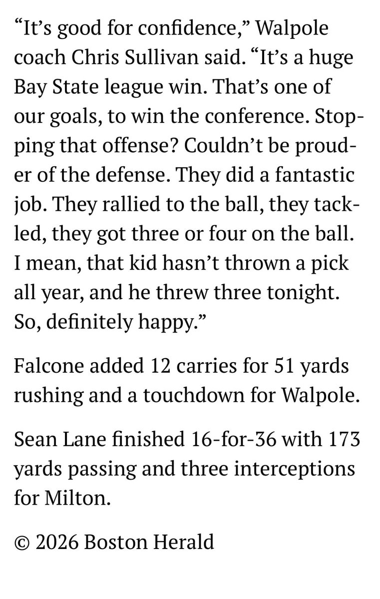 WalpoleFootball's tweet photo. @coachsullivan63 @BlakePileski @chris_nicl8944 @JackBenner28 @MFalcone26 https://t.co/tWDRKEJdUa
