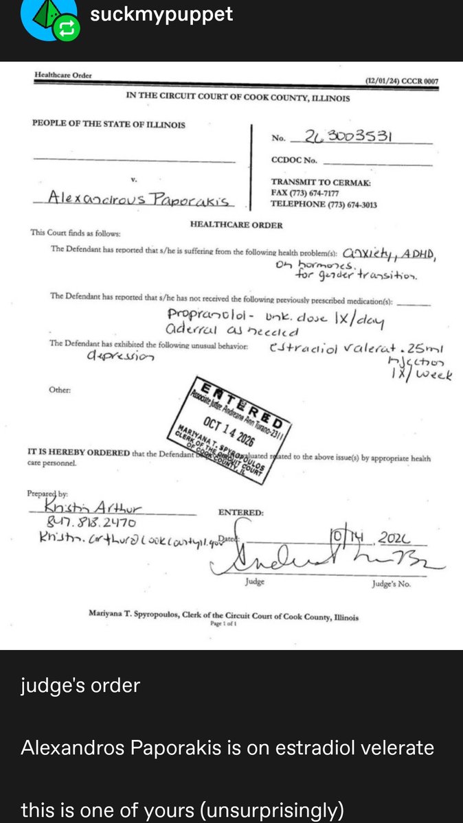 wise_prism's tweet photo. Trans men on Tumblr have taken to faking court documents to blame trans women for the neo nazi shooter in Chicago https://t.co/F2vChjGnoc