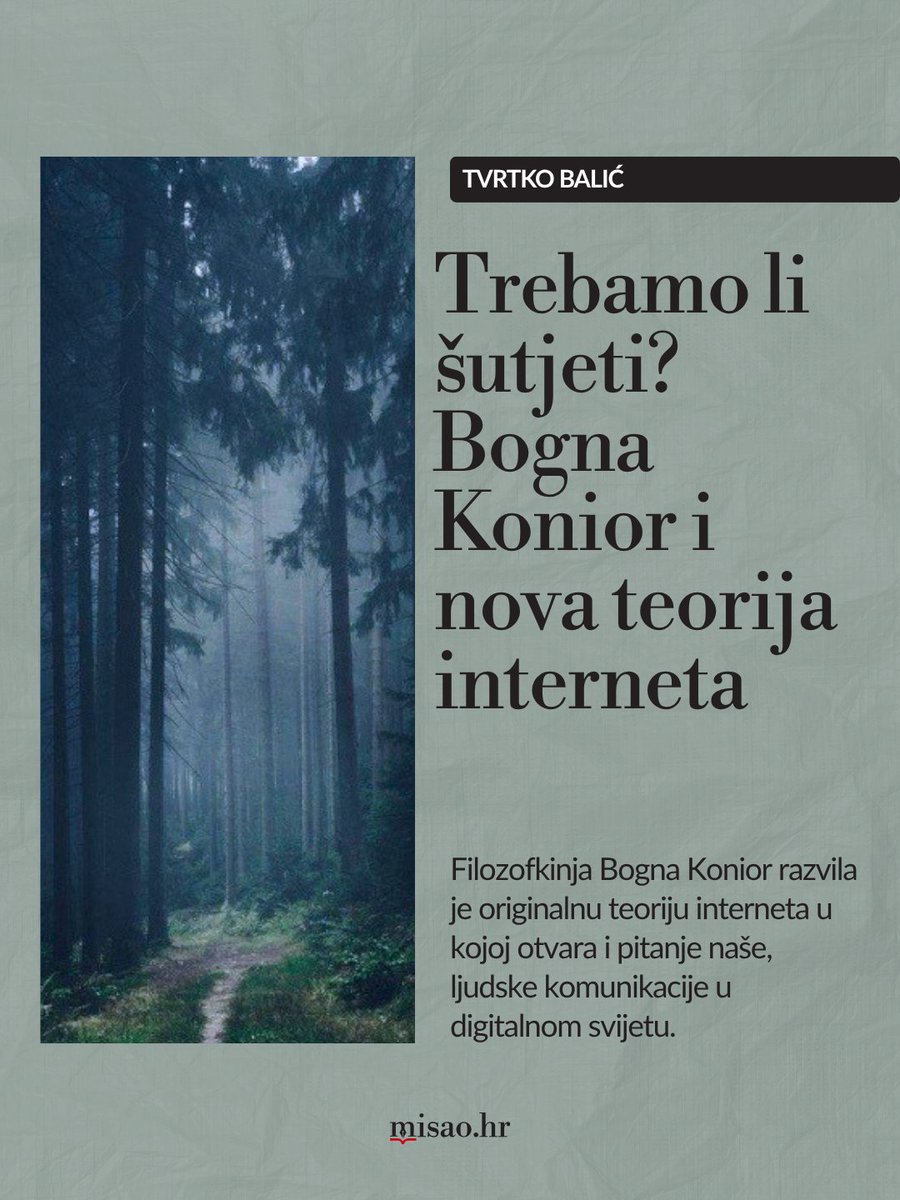 MisaoHr's tweet photo. Filozofkinja Bogna Konior razvila je originalnu teoriju interneta u kojoj otvara i pitanje naše, ljudske komunikacije u digitalnom svijetu.

https://t.co/8czwJ1goTp https://t.co/VdzmTRCeE0