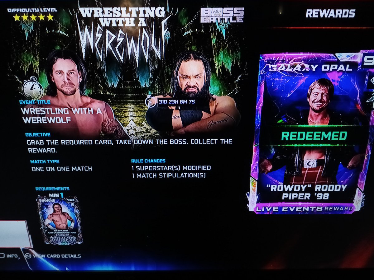 diazdjoseph's tweet photo. Rowdy Roddy Piper Galaxy Opal card completed ๐ #WWE #WWEMyFaction #WWEGames #WWE2K26 #RoddyPiper https://t.co/XkZ8OvpaUz