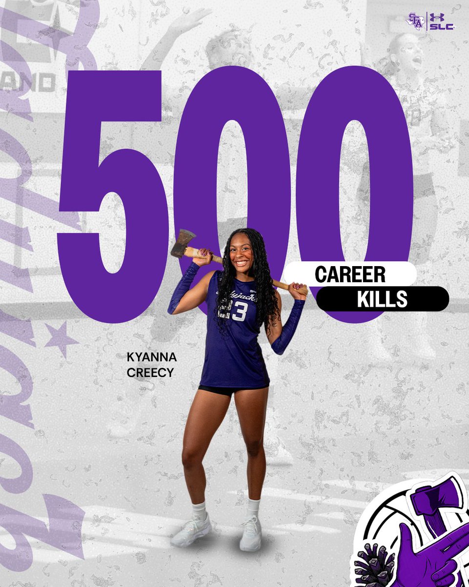SFA_Volleyball's tweet photo. High-flying Ky 🪽

With that last kill, Kyanna Creecy has surpassed 500 career kills!

#AxeEm x #DIBs https://t.co/C8fkCE7tSA