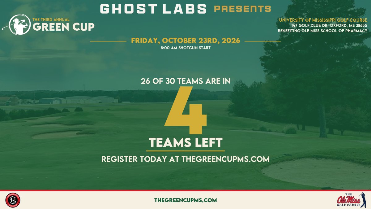 thegreencupms's tweet photo. 26 of 30 teams are in for The Green Cup. Only 4 left -- it's not too late, register today at https://t.co/O8GmgP6ypG. https://t.co/4yLhSmH8ci
