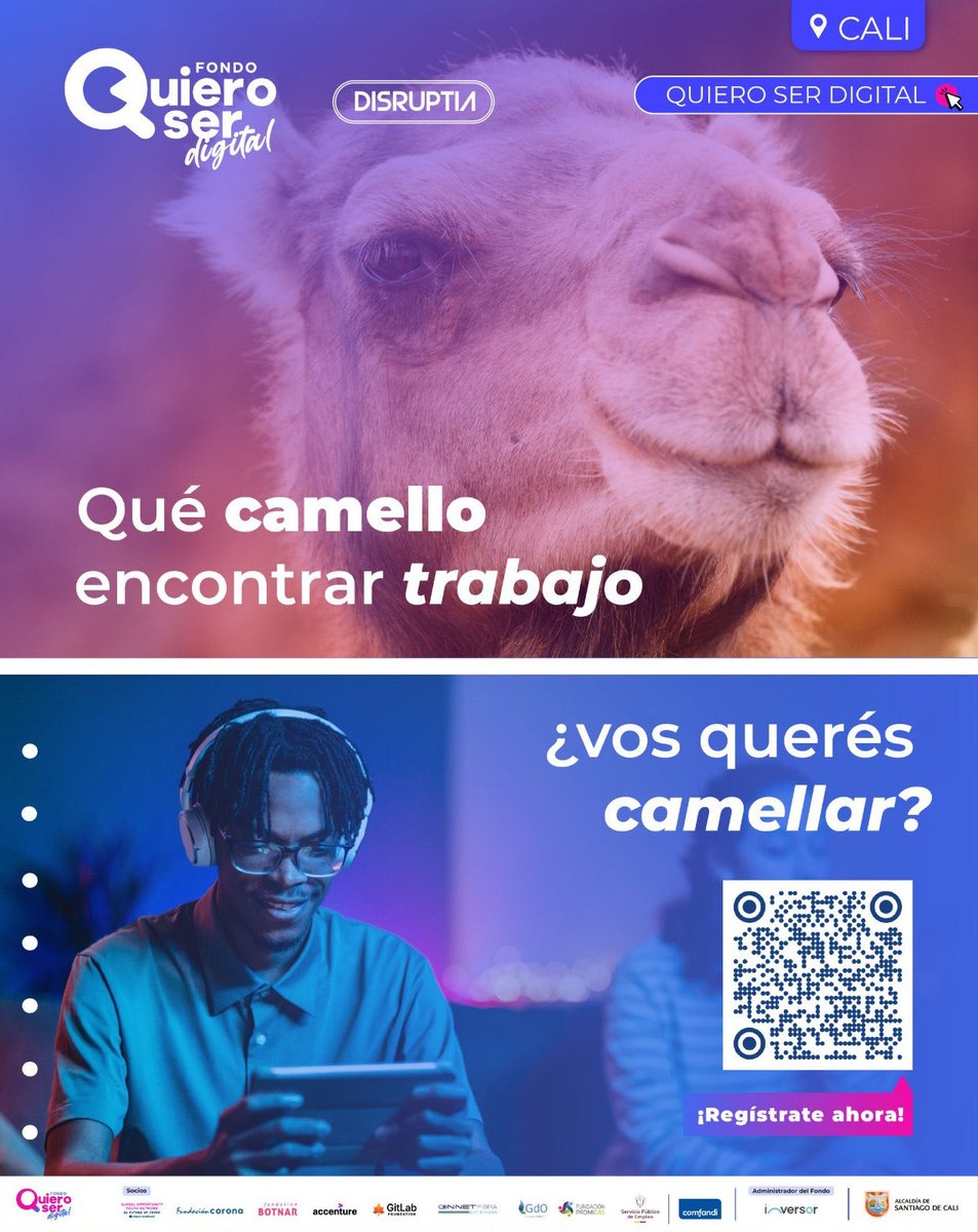 DEconomicoCali's tweet photo. ¡Atención, Cali! 📢 Sabemos que buscar empleo a veces es un camello... 🐫 ¡pero hay una recompensa!

Dejá de dar vueltas. Escaneá el código QR de la imagen o regístrate de una en el link👇

🔗https://t.co/dw73zlyhyy
📍 Cali y Área Metropolitana

#CaliSomosTodos https://t.co/tkMIAOyliL