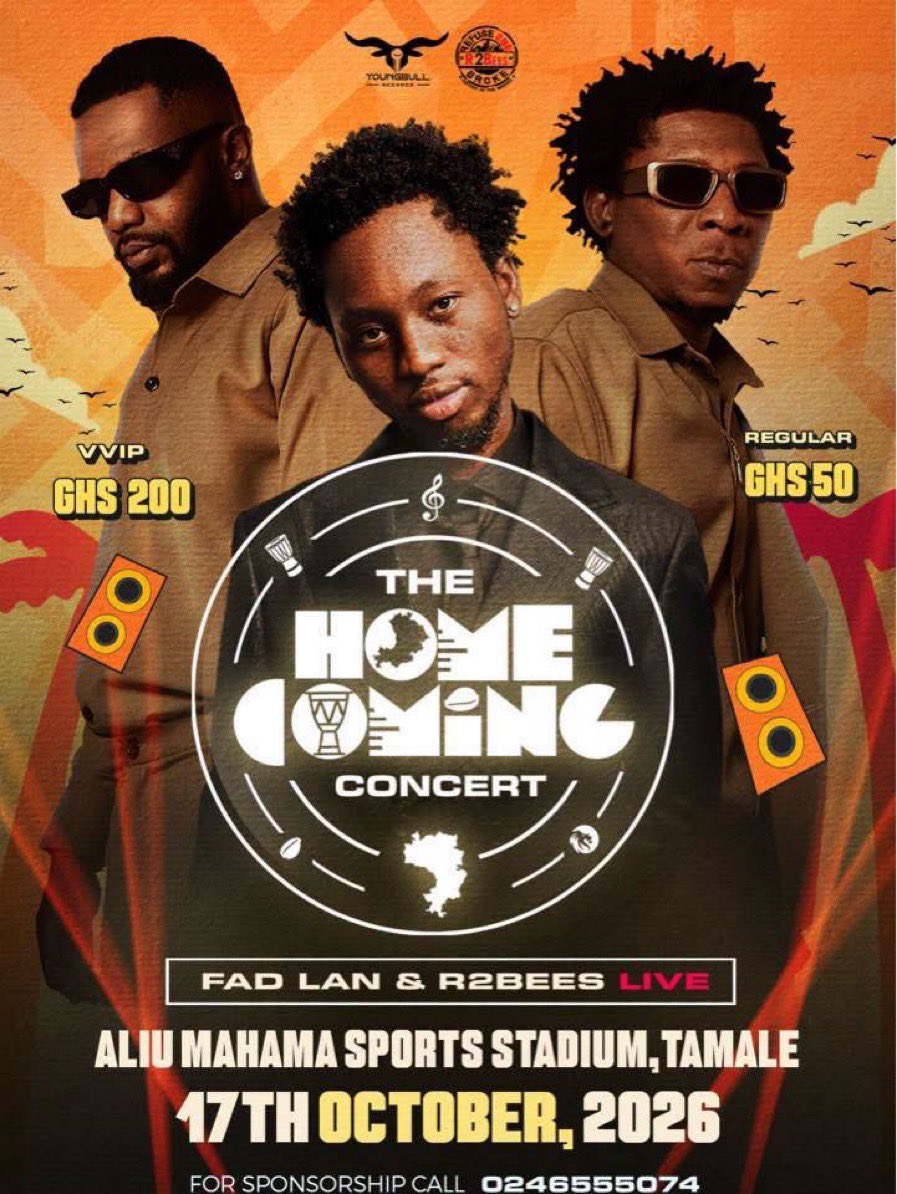 keembobo's tweet photo. Lets Make History Tonight !🔥
@FADLANYOUNGBULL X @r2bees 

FAD LAN &amp; R2BEES LIVE at Aliu Mahama Sports Stadium! 🔥
Tamale, are we outside tonight? 🚀
#HomeComingConcert #FadLan #R2Bees #Tamale @abdul_kadiradam https://t.co/ROhhhZdNa8
