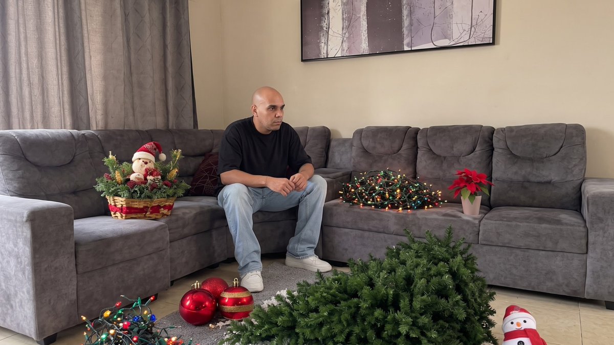 gserranoeng's tweet photo. Yo el 31 de octubre a las 11:59 p. m., con el arbolito en la mano listo para armar la Navidad. https://t.co/BpHU6EkIRF