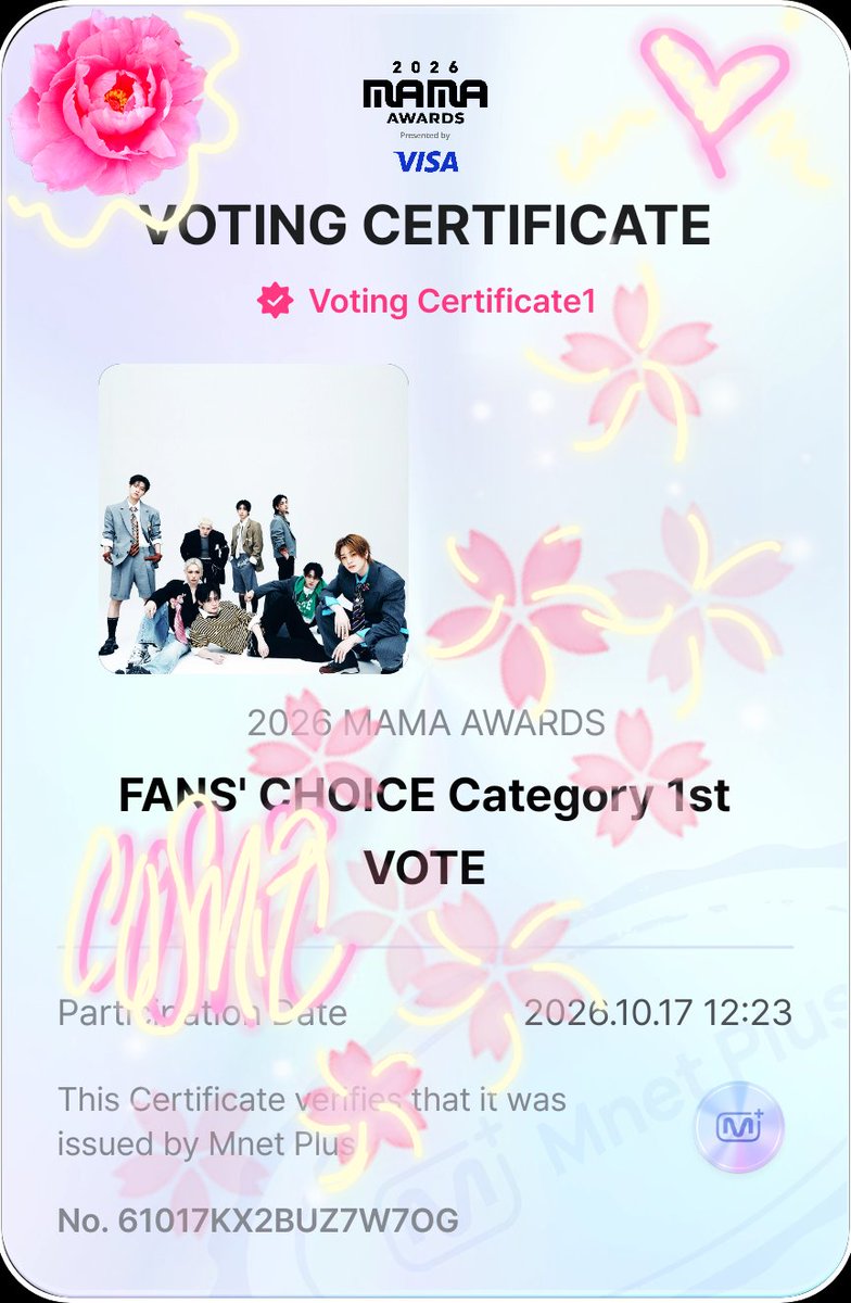 CosmicPeridot's tweet photo. I VOTE FOR #StrayKids for #2026MAMAVOTE 🌸 https://t.co/qwNs1NptXn