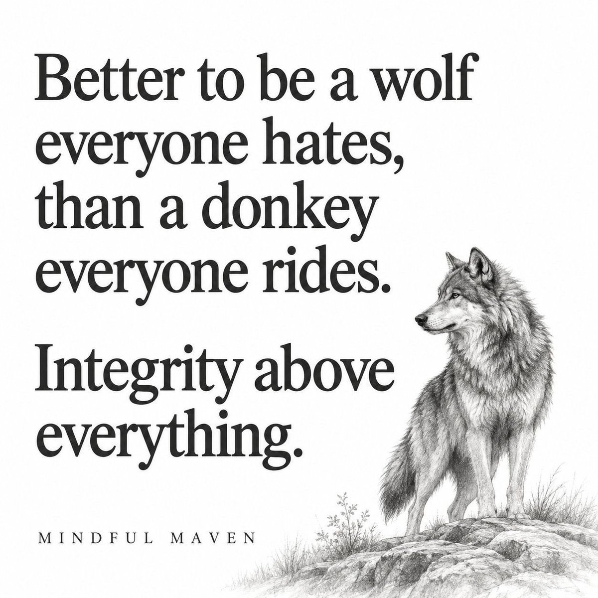 MTTyeskie1's tweet photo. Leadership is not about being liked by everyone; it is about doing what is right, even when it is unpopular.

A wolf walks with purpose, strength, and conviction. You will not always be understood, appreciated, or celebrated for the decisions you make. But never allow the opinions of others to cause you to abandon your values.

Stay true to who you are. Protect your character. Stand on your principles. Let your work speak, your actions demonstrate your integrity, and God direct your steps.

I’d rather be respected for my honesty than accepted for my compromise.

Integrity above everything. 

#Leadership #Integrity #Character #FaithOverFear #LeadWithPurpose