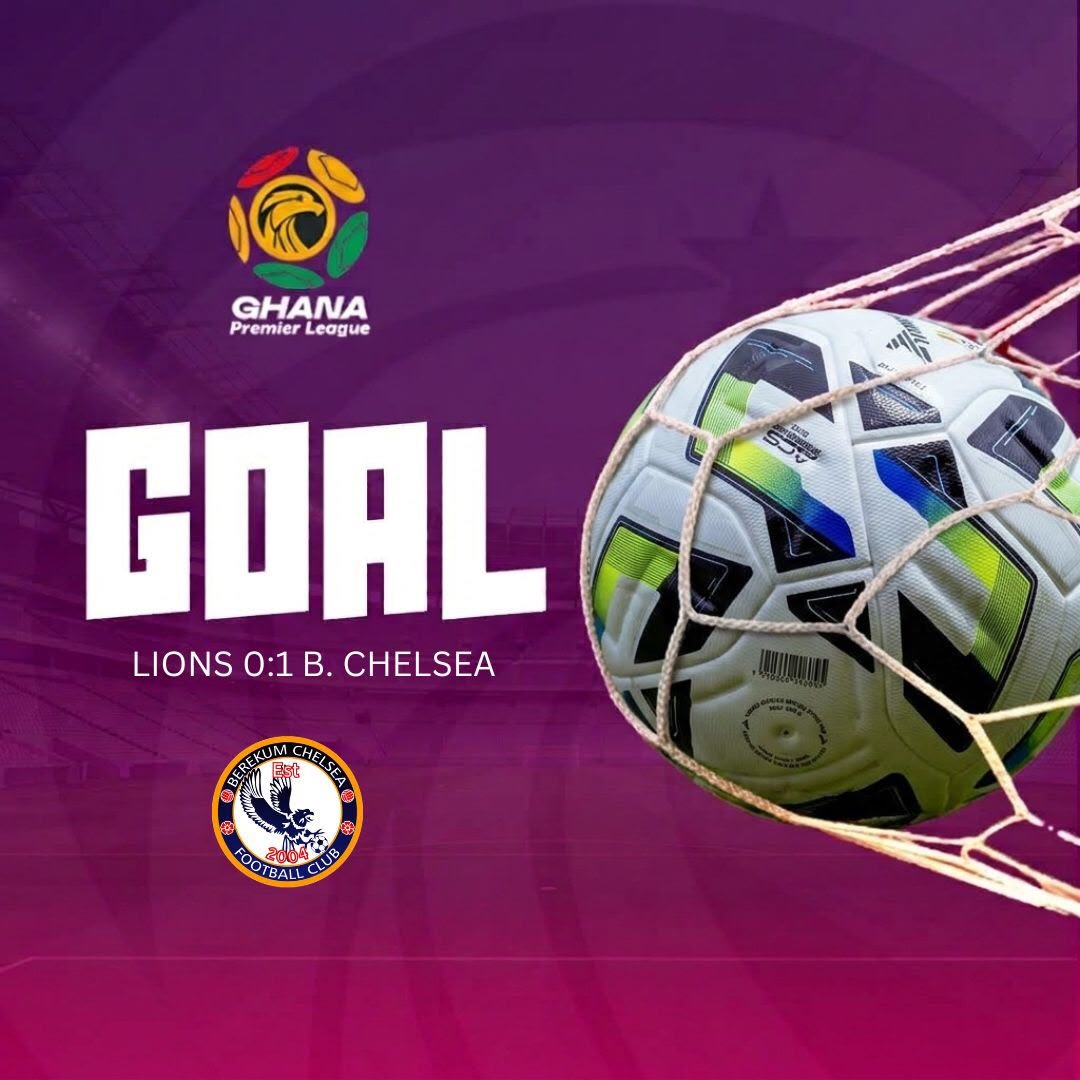 GhanaLeague's tweet photo. โฝ GOAL
Awuah Dramani fires Berekum Chelsea into the lead against Heart of Lions.
39' - Heart of Lions 0-1 Berekum Chelsea.
#GPL #GPLMW7 https://t.co/9GoBW2qU3x