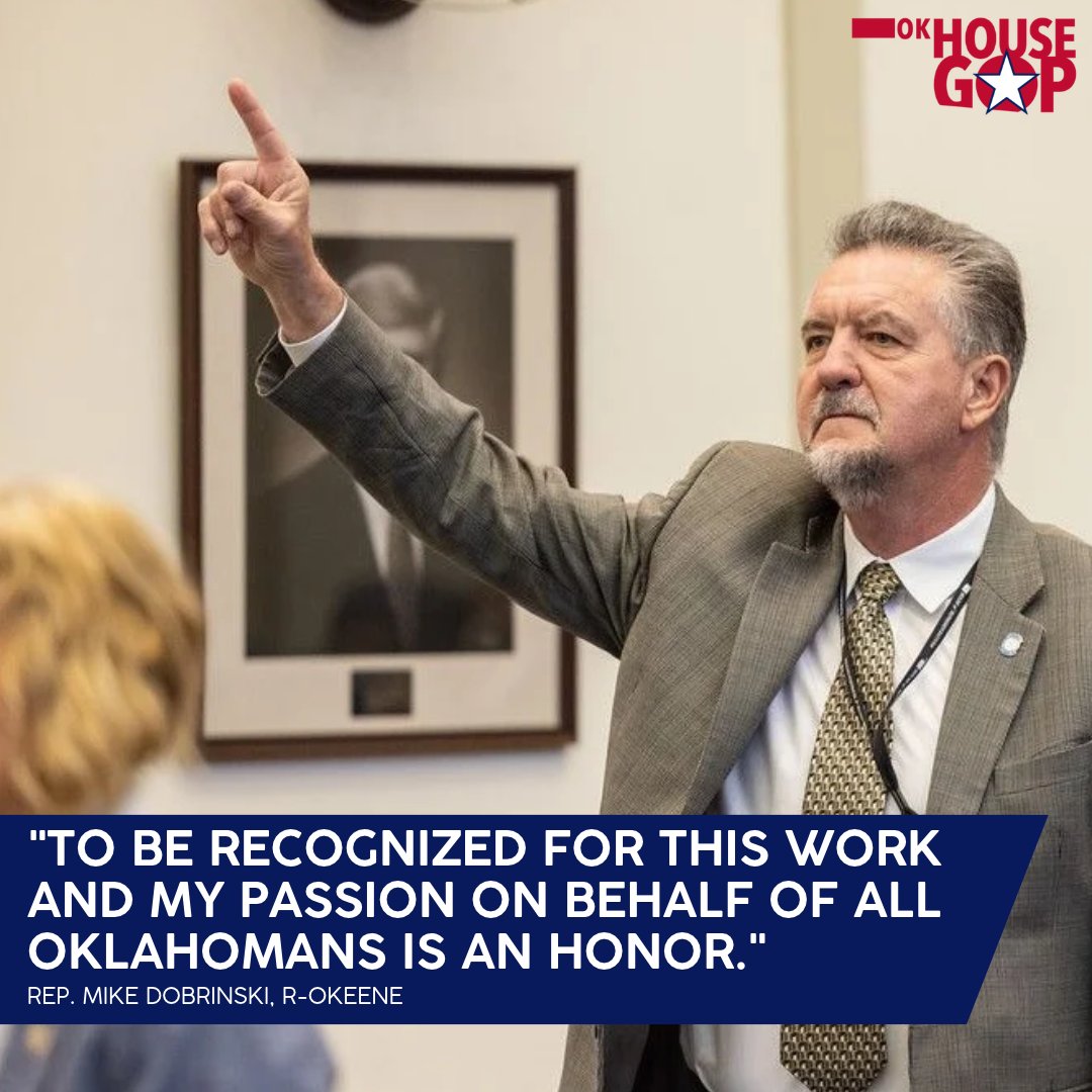 OKHouseGOP's tweet photo. The Conservation Coalition of Oklahoma (CCO) has named Rep. Mike Dobrinski its 2026 Legislator of the Year.

Read More: https://t.co/xrGD8IkPfE #okleg https://t.co/jD034f9f6t
