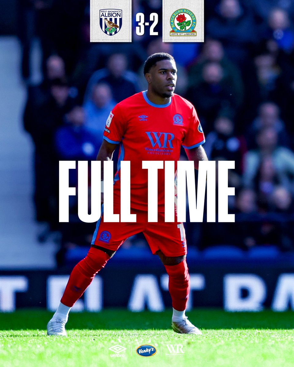 Rovers's tweet photo. ⏱️ Full-time: 👜 #WBA 3-2 #Rovers 🌹

Defeat on the road.

#WBAvROV 🔵⚪️ https://t.co/5f5rq1NIsd