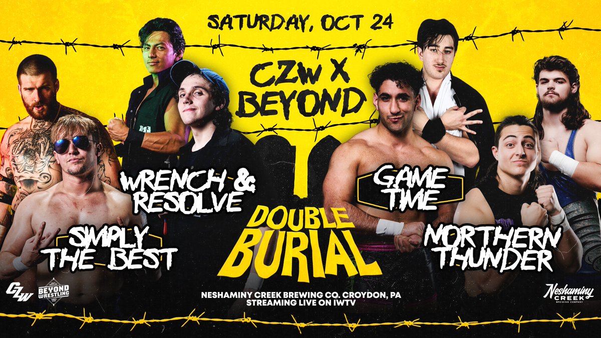 beyondwrestling's tweet photo. NEW MATCHES for @combatzone x #BeyondWrestling next Saturday 10/24 at @NCBCBeer in Croydon, PA

https://t.co/9VVK1387cM

- @JosephAgame 🆚 @FlyinRyanONeill
- @numberone_dojo &amp; @TheJimmyLLoyd 🆚 @themyleshawkins &amp; @DjPowersWrestle
- Desean Pratt 🆚 @kingkai0610

📺 @indiewrestling https://t.co/VgDLWqJiB3