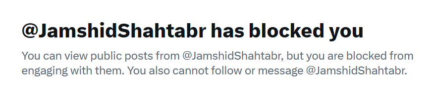 transitivityy's tweet photo. Scream, then run away and block — the tactics of the Pahlavists. https://t.co/4nSgZDULl6