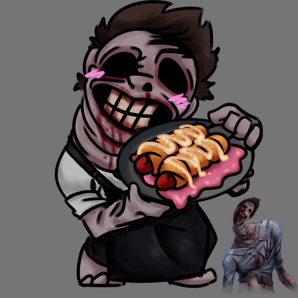 zippy_here's tweet photo. After seeing the dish, I just HAD to draw Unknown serving it, so cutee
#deadbydaylight #TheUnknown https://t.co/WHV16Eqoqe