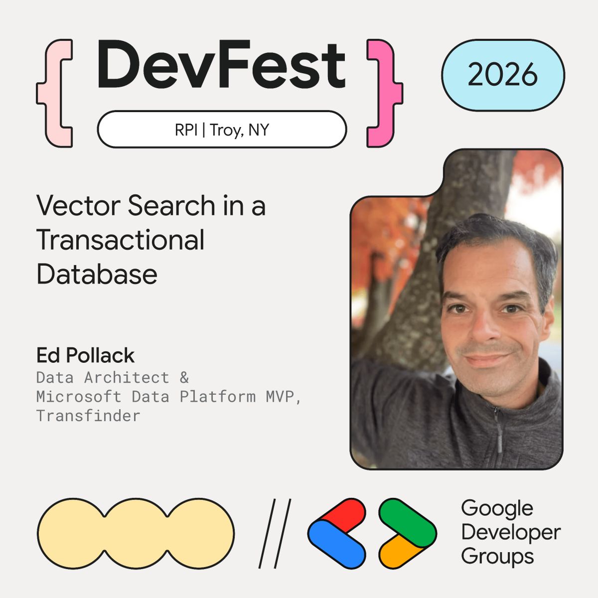 HVTechFest's tweet photo. ποΈ Meet Ed Pollack at DevFest Troy 2026!
π Troy, NY
ποΈ Tickets β https://t.co/E0IMMKLCdj
π
Agenda, speakers & updates β https://t.co/ZCDPibYjBn
#DevFestTroy #DevFest2026 #MicrosoftDataPlatform #SQLServer #VectorSearch #DatabaseTechnology #AI https://t.co/r9ugThJg9H
