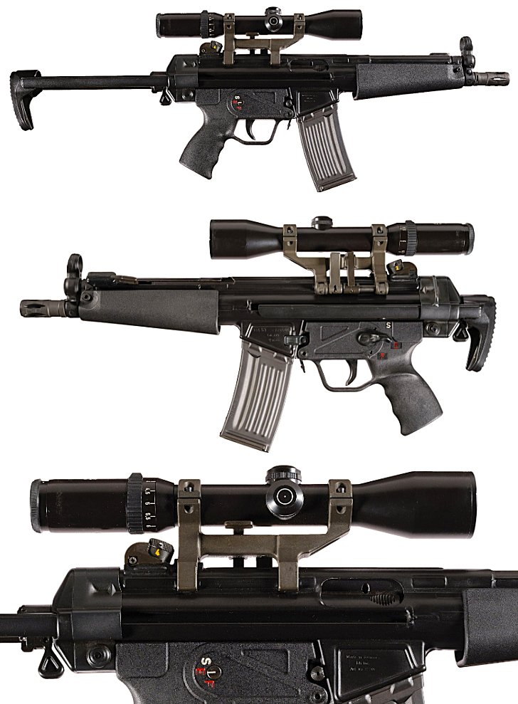 AutoMagArchive's tweet photo. Select-fire 1981 H&amp;K/S&amp;H Arms HK53 .223 with Schmidt &amp; Bender scope. https://t.co/V3ceY0ehed
