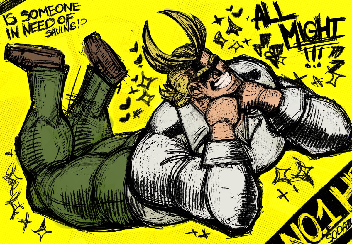 Taski100's tweet photo. No.1 Hero cant be this cute!!🐐💛🥺 #MHA #AllMight https://t.co/NPW6ChCfoE