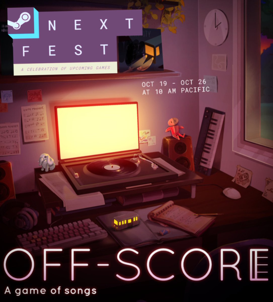 OffScoreProject's tweet photo. Hi all, we’re not dead, and we are on Steam Next Fest! 🐘⚡
As we are getting ready for release, make sure to check out our new demo and wishlist us on Steam! 

🚊Link in bio 
#OffScore #seamnextfest2026 #steam #SteamNextFest #upcominggames #IndieGameDev #musicgame #indiegame https://t.co/p0lRIK213A