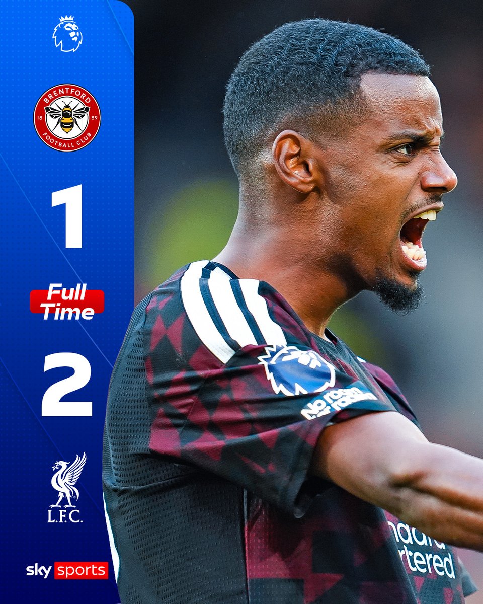 SkySportsPL's tweet photo. FULL-TIME: Isak scores winner as Liverpool come from behind to beat 10-player Brentford! 👏 https://t.co/Pdj5CFo8iC