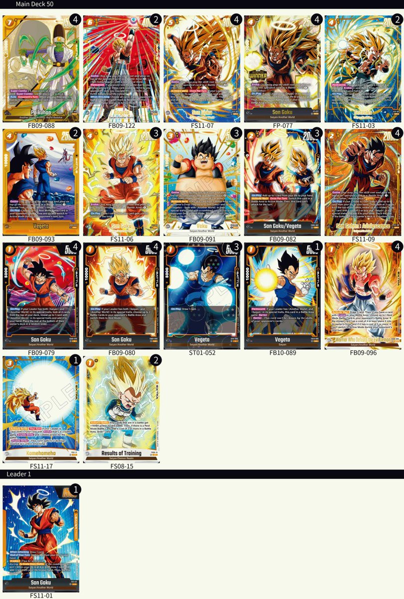 dbfw_cardgameEN's tweet photo. [Deck Lists]
Hey DBSCG Fans!
Here are the Top 4 deck lists from the October 10 Regional hosted by PEC Occitania in France!

Well played to our Top 4, and thank you to everyone who joined the event!

#dbfw
#FusionWorld
#dbscardgame
#dragonball https://t.co/rqa5tvEZ9K