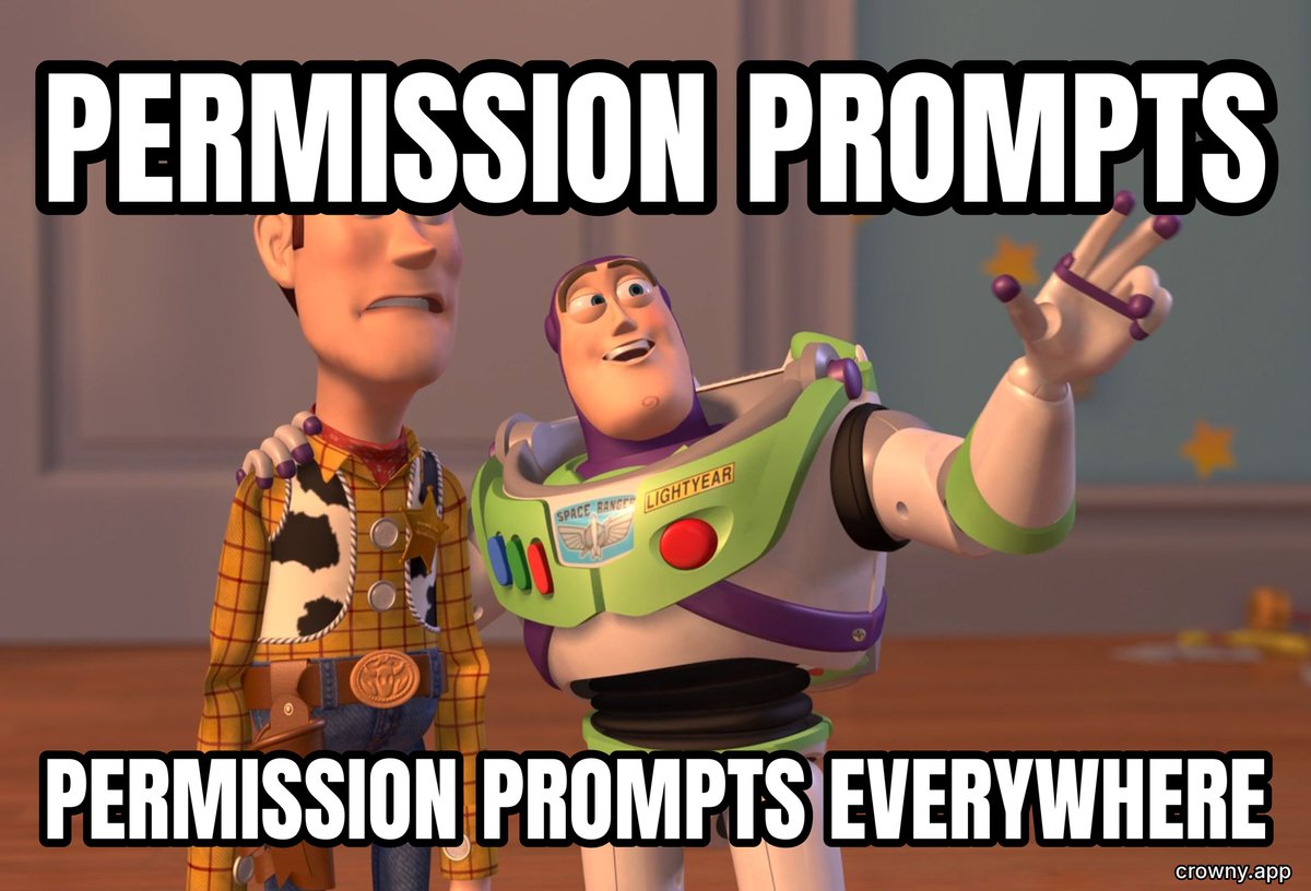 builtbyamrit's tweet photo. some days that's all claude is. permission prompts
https://t.co/ZUSkyyreeg https://t.co/UlT0esmTnC