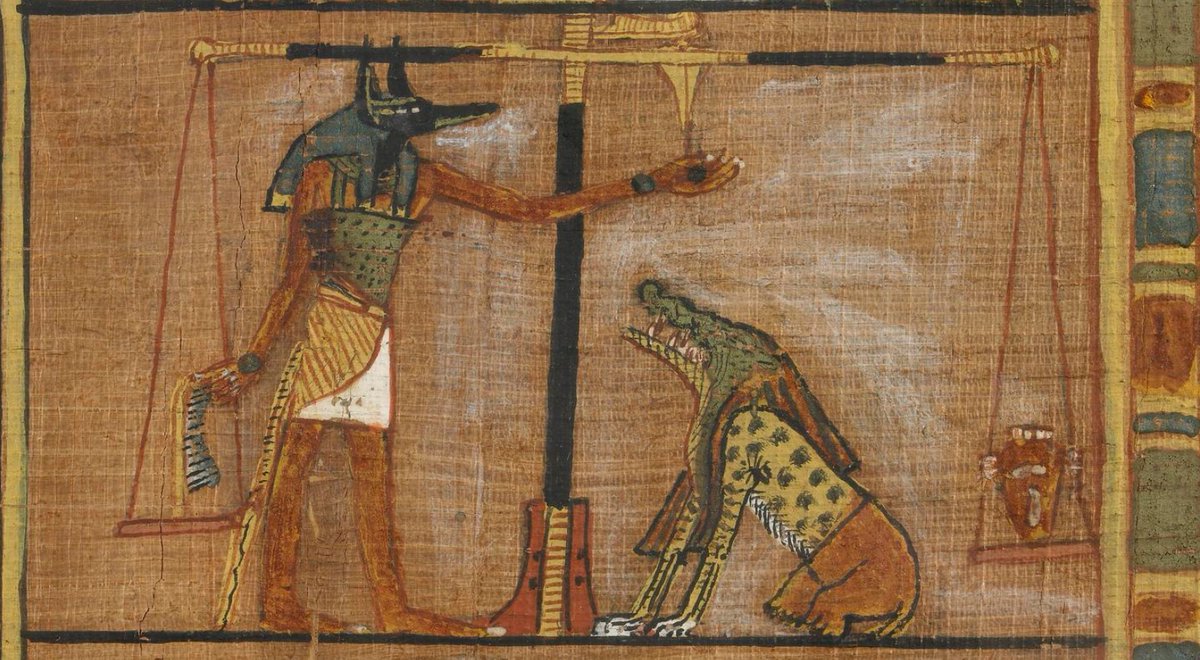 egyptomuseum's tweet photo. Ammit awaits under the Weighing of the Heart scale

New Kingdom, 19th Dynasty, c. 1250 B.C.

From the Tomb of Ani, Thebes

British Museum. EA10470,32 

Read more: https://t.co/9HaUZiDWtQ https://t.co/Oj0kjjDi11