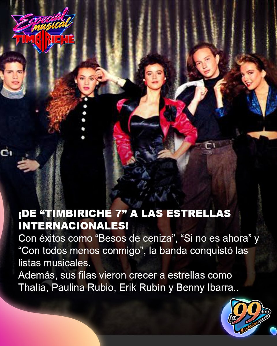La99fm's tweet photo. De sus inicios como grupo infantil a sus grandes éxitos, reencuentros y polémicas, Timbiriche dejó una huella imborrable en el pop mexicano. 🇲🇽🎶

¿Cuál es tu canción favorita de la banda? 👇 https://t.co/Ma7SCo81ZH