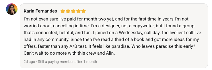 AlinDragu's tweet photo. Another five-star review for my Skool community. 

An old mentor once told me, "the main job of your business is to create raving testimonials."

On a mission to do just that 🫡 https://t.co/p5RkkWHIZX