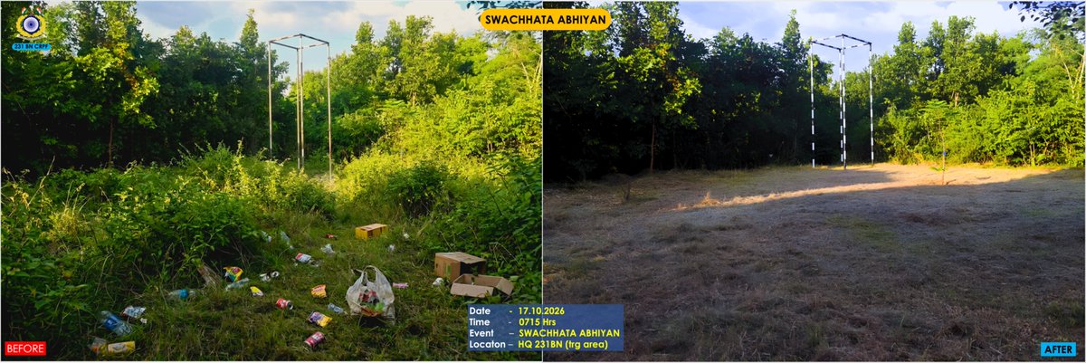 231bnCrpf's tweet photo. स्वच्छ परिसर, सजग मन। 🌿🇮🇳
231 वाहिनी के कार्मिकों ने इकाई के विभिन्न परिसरों में समर्पित श्रमदान कर #SpecialCampaign6.0 और #FitIndiaFreedomRun को आगे बढ़ाया। 🧹🤝
शारीरिक फिटनेस को सुदृढ़ मानसिक स्वास्थ्य और अटूट संकल्प का मुख्य आधार मानते हुए। 🏃‍♂️🧠🛡️ https://t.co/aTsMDthJIL