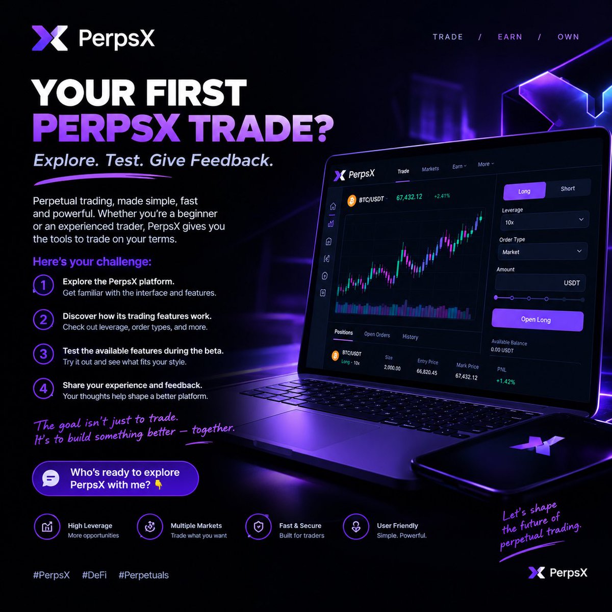 WilliamMarve22's tweet photo. Ever wondered how PerpsX works? 👀⚡
It’s time to explore, test, and share your experience.
🚀 Discover the platform
📊 Explore its trading features
🧪 Test the beta
💬 Share your feedback
We’re not just here to trade. We’re here to help build something better, together. 🤝💜 https://t.co/zU9PR0mgiJ