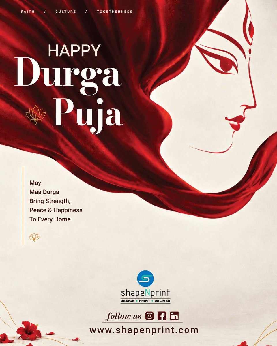 shapeNprint's tweet photo. 🌺 Happy Durga Puja! 🙏

May Maa Durga bless every home with strength, peace, prosperity, &amp; happiness. ✨🪷

🪔 Wishing you and your family a blessed and joyful Durga Puja!

— Team shapeNprint

🌐 https://t.co/eSfPhdovxX
#happydurgapuja #durgapujaspecia #maadurga #festivewishes https://t.co/bhUJSzM10V