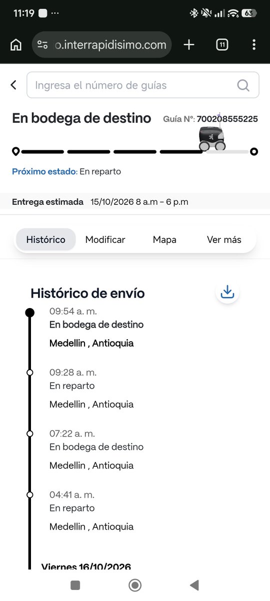 Angieaz18's tweet photo. @Interrapidisimo sigo esperando mi envío que según su guía llegaba el jueves, esto ya parece un chiste, vuelvanse serios. Dejenlo en la oficina de recogida más cercana la dirección de entrega que yo lo reclamo, pero dejen de jugar con mi tiempo. https://t.co/UnZnyPBEhK