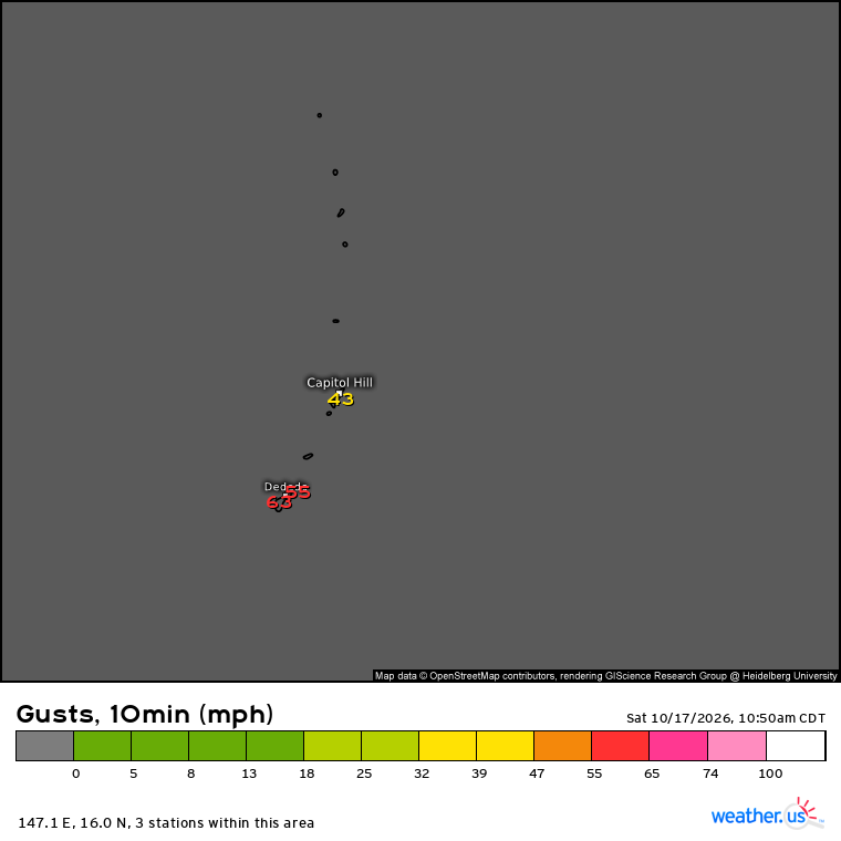 WeatherdotUS's tweet photo. Wind gusts as of 1:50 AM ChST. Even if the eyewall narrowly stays offshore, it is still dangerous out there with winds capable of causing damage. Any jog to the north by the eye would be bad news.

https://t.co/AF5xqEaH2J

TT https://t.co/ho3PnXxYN7