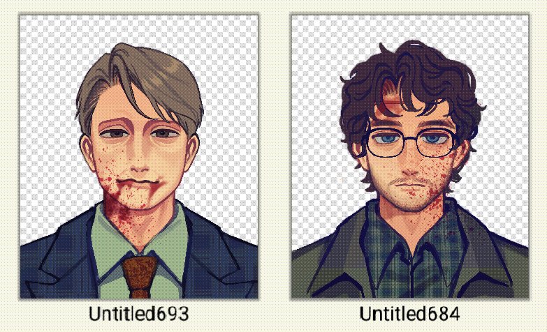 aenchovi's tweet photo. They look like those modded Stardew valley next to each other 
#hannibal #hannigram https://t.co/YzEGFihkbE