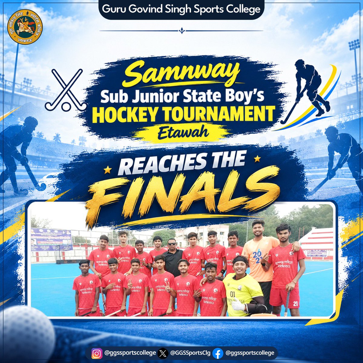GGSSportsClg's tweet photo. 🎉 WE ARE IN THE FINALS! 🎉

Huge congratulations to our Sub-Junior Hockey team for securing a spot in the FINALS of the Samnway Sub Junior State Boy's Hockey Tournament in Etawah! 🏑🔥

#GGSSC #HockeyFinals #SubJuniorState #SamnwayTournament  #RoadToVictory #FinalsBound https://t.co/vmeqp2uMYv
