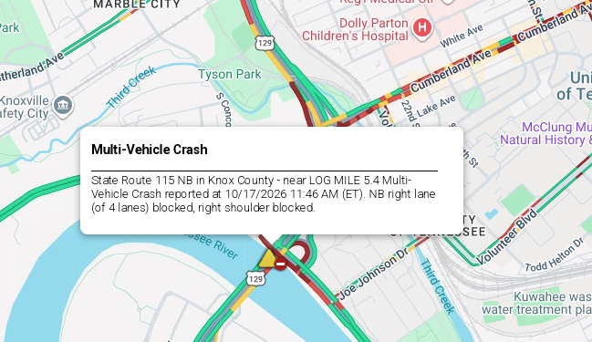 LiveTraffic2's tweet photo. Knoxville/UT Campus Area- A crash on Alcoa Hwy northbound at Neyland Drive 12:34pm ET. https://t.co/5uK3erZB2W #CommanderChuck #Knoxville #Tennessee #TDOT #Traffic #Traffic #Travel #Gas #Follow #Live #THP #UT #GBO #VFL #UTVOLS https://t.co/W0eObX4iMY