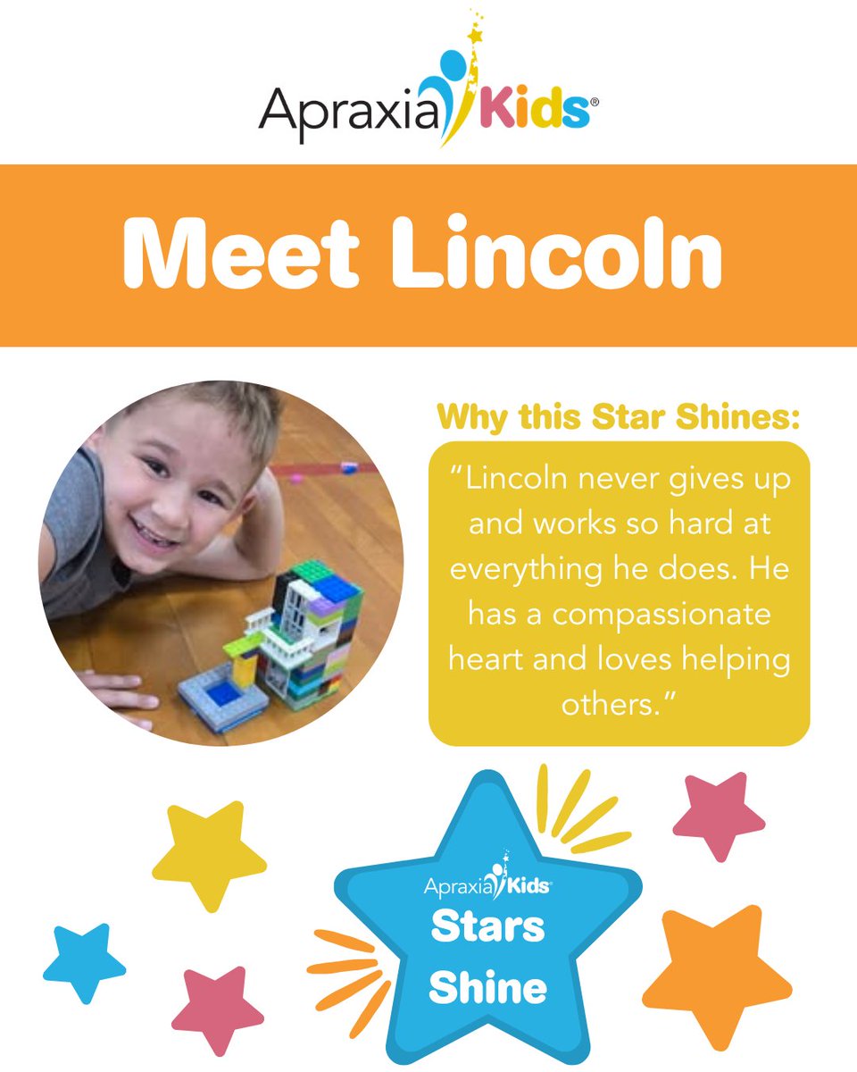 Apraxia_KIDS's tweet photo. Happy Saturday to our Shining Stars!
Today we are celebrating Lincoln and his compassion!
#ApraxiaStars #CAS #StarShine https://t.co/HfMCztCPEW