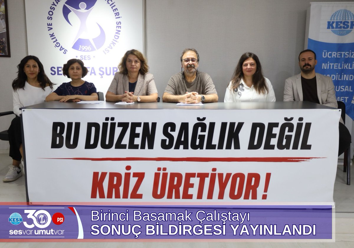 sesgenelmerkezi's tweet photo. Birinci Basamak Çalıştayımızın Sonuç Bildirgesi Yayınlandı
Birinci Basamak Çalıştayımızın Sonuç Bildirgesi Şanlıurfa Şubemizin öncülüğünde yapılan basın toplantısı ile kamuoyu ile paylaşıldı.

Basın toplantımız Eş Genel Başkanımız Nazan Karacabey'in açılış konuşması ile başladı. Birinci Basamak Çalıştayı Komisyonu Hazırlık Sekreteryası adına Uğur Gündoğan çalıştay sonuç metnimizi kamuoyu ile paylaştı.

Basın toplantısına Genel Sekreterimiz Ferit Ceylan, MYK üyelerimiz Eylem Kaya Eroğlu, Nursel Yücesoy, Şanlıurfa Şube Eş Başkanlarımız Ferhat Demir, Figen Saat, Şanlıurfa Şubesi Yönetim Kurulu üyelerimiz ve temsilcilerimiz katıldı.

Sonuç metnimiz linktedir: https://t.co/C46eMnjQq1

#SESimiz30Yaşında