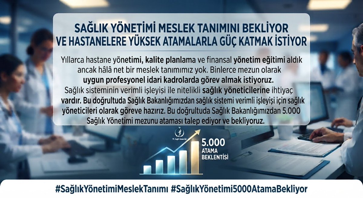 Ozlemhrmnc's tweet photo. @stselcan Sayın vekilim bizlerinde sesi olur musunuz ?
4 yıl boyunca hastane işletmeciliği, sağlık hukuku, finans, kalite okuduk. Diploma var, iş yok. Sağlık Yönetimi bölümüne 5 bin atama istiyoruz. 
@RTErdogan @oktay_saral @samiltayyar27 @edipuzen
@drmemisoglu 

İdarede5Bin SağlıkYönetimi https://t.co/5Og3mB89yV
