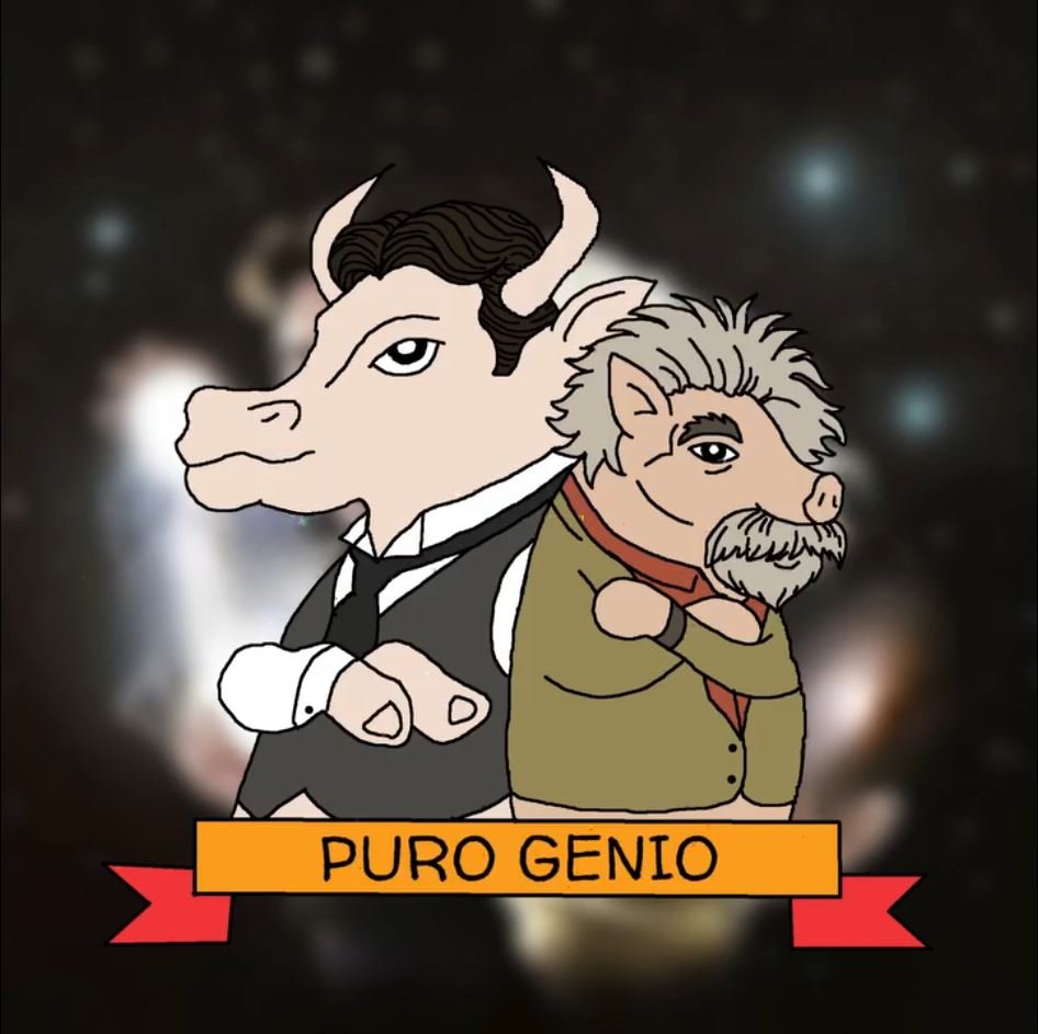 PuraCalidadSol's tweet photo. When the Bull and the Pig cross their arms, the universe falls silent. 🌠🥩 Two brilliant minds, a butcher shop, and a whole galaxy to slice. Pure Genius arrives at https://t.co/h3fiZtFE23. Just memes, no promises. #puracalidad #memecoin https://t.co/UrKG2XC4Xz
