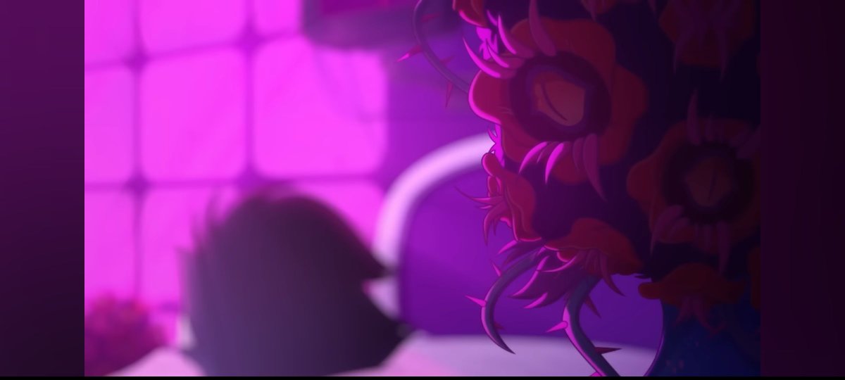 M6rioo189's tweet photo. Uma coisa que reparei agora, reassistindo alguns clipes de stolitz, é que o cara que o stolas está saindo entrega a ele a flor que tinha no quarto onde stolas estava habituado no hospital.

#HelluvaBoss #stolitz #StolasGoetia #Blitzø https://t.co/evXyX09xaj