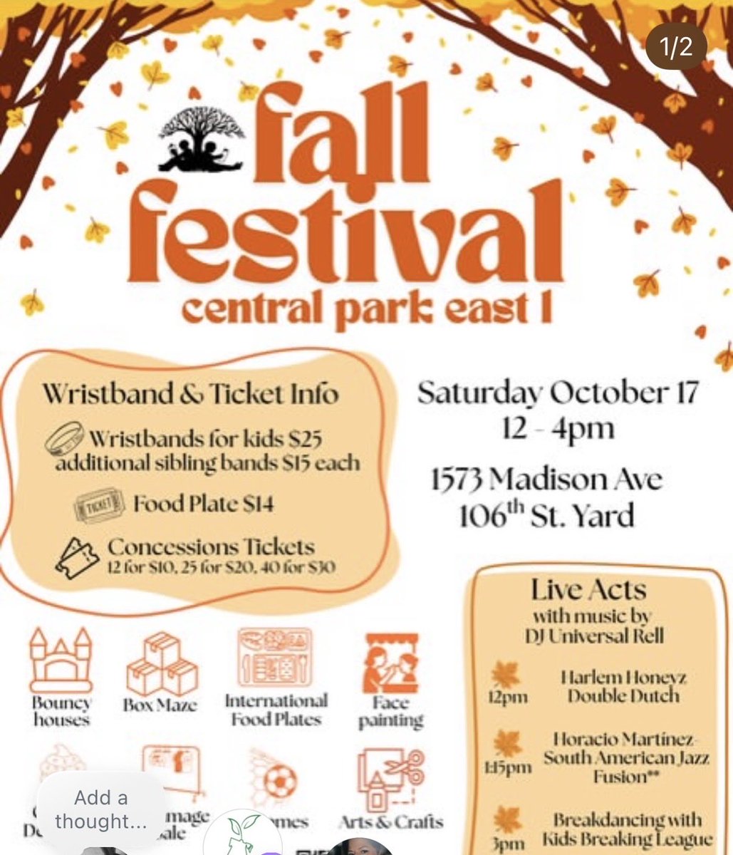KristyDeLaCru15's tweet photo. Happening today in @CSD_4 —two amazing fall festivals! All are welcome! @FACENYCDOE @NYCSchools https://t.co/1S8UDg3PVK