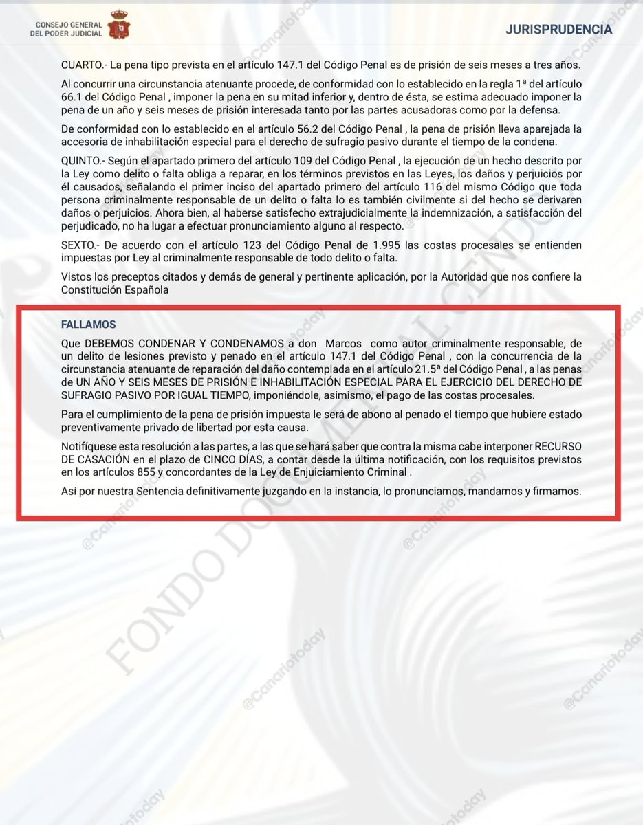 CanarioToday's tweet photo. 🚨 El número 2 de la lista del PSOE en Las Palmas es Luc André Diouf.

Vivió 4 años como inmigrante ilegal en las islas y fue condenado a un año y seis meses de prisión por una agresión que causó a la víctima traumatismos faciales, craneales y una perforación en el tímpano.

➡️ Actualmente en el PSOE: secretario de Políticas Migratorias y Refugiados de la Comisión Ejecutiva Federal, desde 2021.

➡️ Anteriormente en Comisiones Obreras (CCOO): secretario de Migraciones de CCOO Canarias entre 2005 y 2014; previamente, coordinador del Área de Migraciones entre 2000 y 2005.

En una información publicada por La Gaceta el 2 de abril de 2008, Luc André Diouf negó los hechos durante la vista oral. Sin embargo, según el mismo artículo, reconoció que había mantenido una discusión con la víctima y declaró: "Gregorio y yo discutimos, nos enzarzamos y caímos al suelo".

Posteriormente, la sentencia 52/2008 de la Audiencia Provincial de Las Palmas recoge los hechos probados y la condena por lesiones. 

🕵🏻‍♂️ La resolución difundida aparece anonimizada. La identificación del condenado como Luc André Diouf ha sido publicada por Maldita. 

📍Fuentes: La Gaceta, 2 de abril de 2008.

📍Sentencia 52/2008 de la Audiencia Provincial de Las Palmas; https://t.co/XOhSNwFo9t