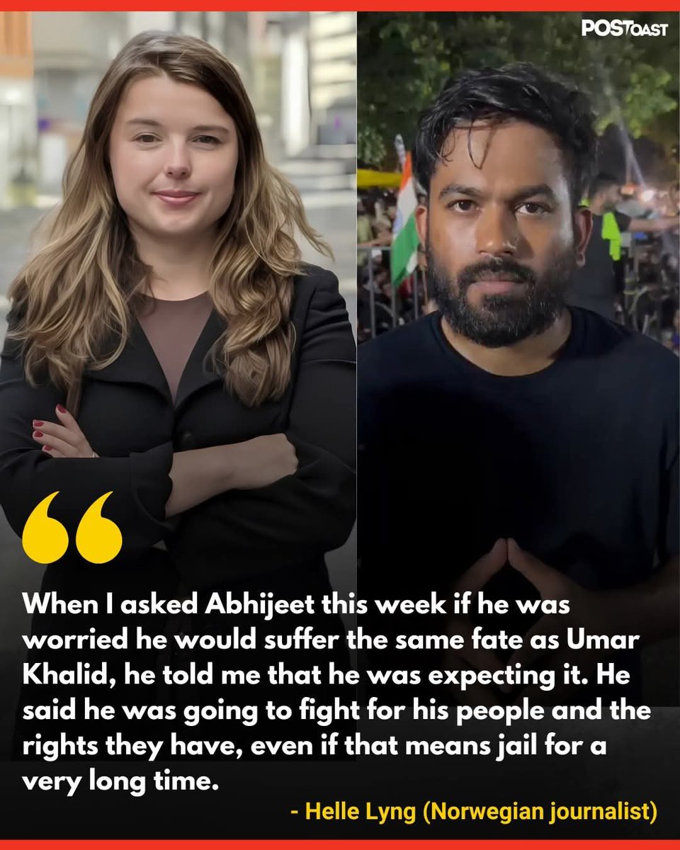 WeDravidians's tweet photo. Norwegian journalist Helle Lyng has raised concerns over the repeated detention of Abhijeet Dipke, saying the pressure on him appears to be increasing.

In a social media post, Lyng recalled asking Abhijeet earlier this week whether he feared facing a situation similar to that of activist Umar Khalid. According to her, Abhijeet said he expected such a possibility and was prepared to continue fighting for people's rights, even if it meant spending a long time in jail.

Lyng said Abhijeet has now been detained for the second time this week.

His repeated detention comes amid ongoing protests over electoral roll revisions and demands for accountability from the Election Commission. The developments have drawn attention to concerns raised by activists and supporters over the handling of the protests.

Lyng's post has brought renewed attention to Abhijeet's situation and the growing pressure surrounding the movement.