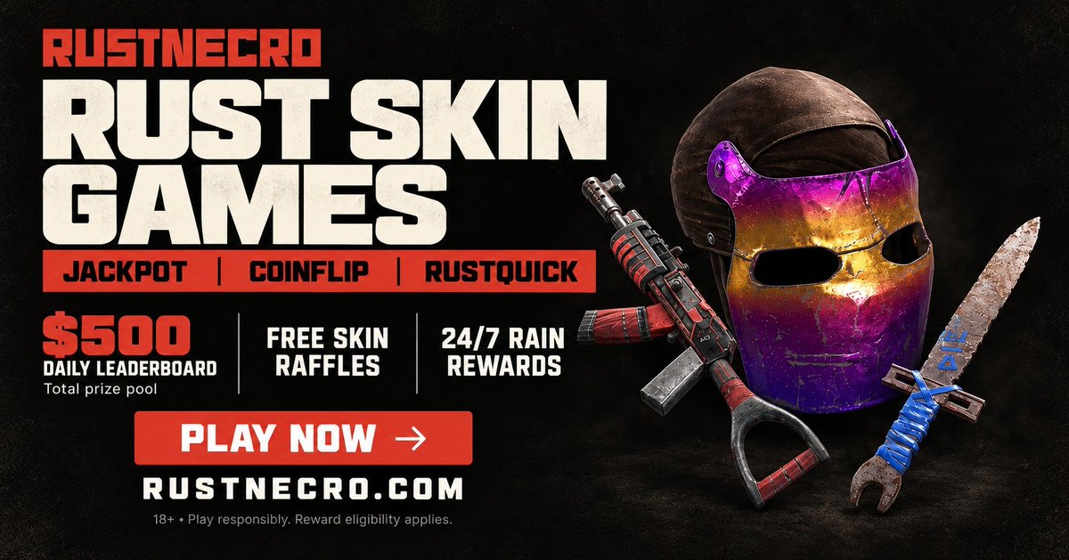 Tomas1120_'s tweet photo. 💰 $50 GIVEAWAY 💰

✅ Follow me &amp; @rustnecro
✅ Retweet
✅ Join https://t.co/HTHR7Zqpiv (show proof)

☑️ OPTIONAL: Use code ''FREE'' for $0.30 and Rust skins. - https://t.co/DI6f77h4HW

⏰ Giveaway ends in 72 hours! https://t.co/X4Bd9q84EE
