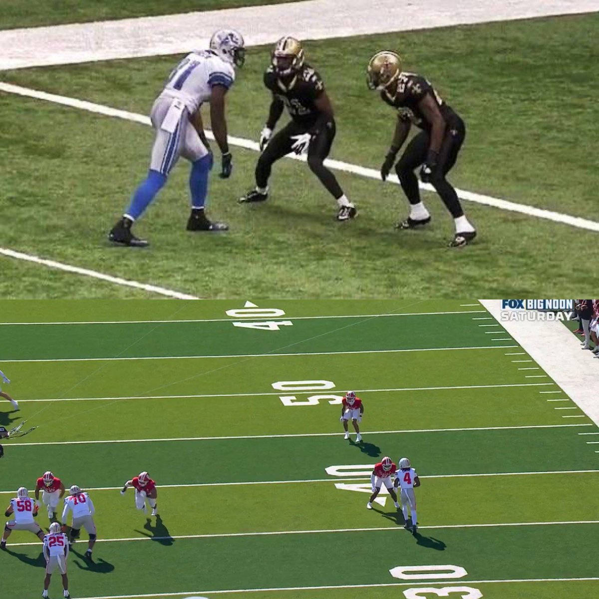 PatMcAfeeShow's tweet photo. We’re getting REAL close to the Calvin Johnson punt gunner coverage for Jeremiah Smith https://t.co/XMAEgiq0eF