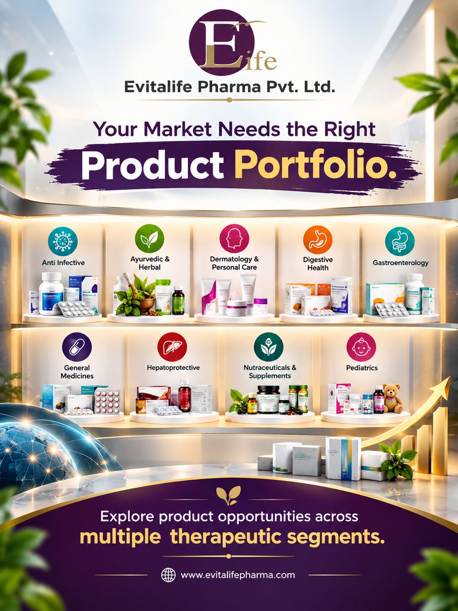 Evitalife25's tweet photo. Your market deserves the right product portfolio! 💊
📈Explore diverse therapeutic segments with Evitalife Pharma and strengthen your pharma business with quality products, reliable supply, and trusted partnership.
🌐 https://t.co/NFBRHhUlzR
#evitalifepharma #pcdpharma #FYP https://t.co/xEayF18SXz