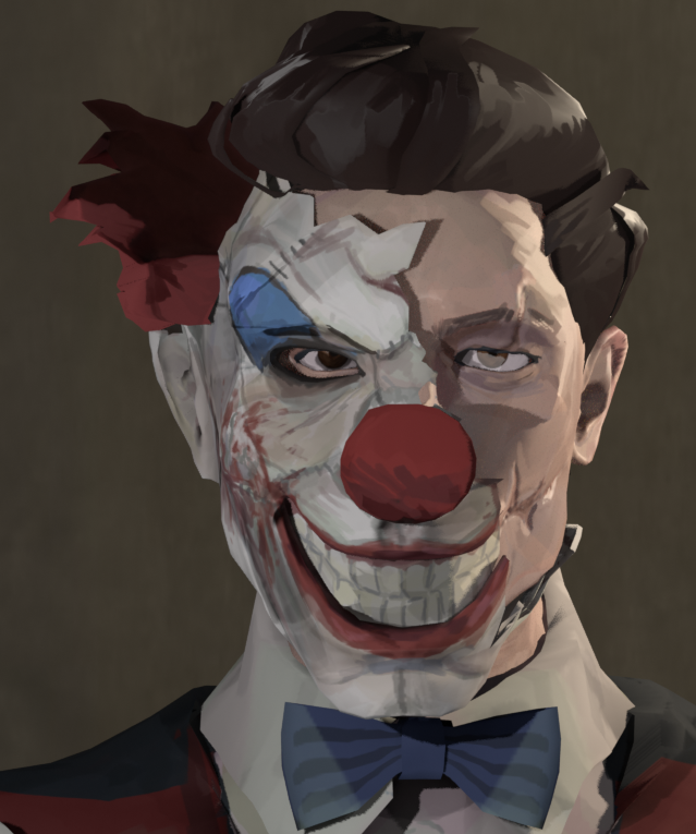 Quooke's tweet photo. The half mask 3D model 
(you can tell I gave up with the tuft of hair lol)
#nopixel #ChatterBox #blender https://t.co/a2WOzXc0K8
