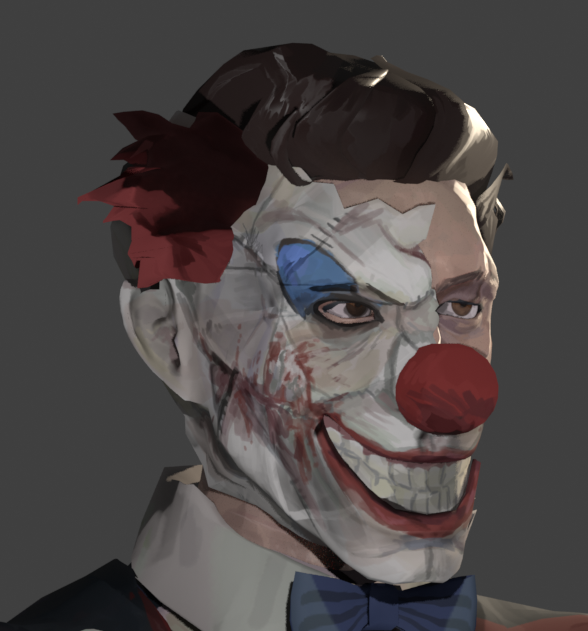 Quooke's tweet photo. The half mask 3D model 
(you can tell I gave up with the tuft of hair lol)
#nopixel #ChatterBox #blender https://t.co/a2WOzXc0K8