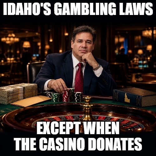 TheNOIDShow's tweet photo. Idaho's gambling rules depend on who's placing the bets. 

@Kalshi is listing markets on Idaho elections. Its money is backing Idaho politicians. They have made lots of donations, including to the Attorney General @RaulLabrador4ID himself.

The house always wins. https://t.co/bq7OlsZA8U