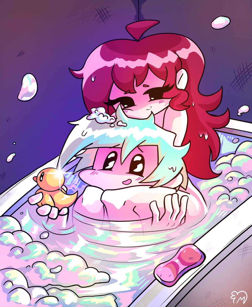 nerdydronee's tweet photo. Bf x gf bubble bath time 🐤 he likes ducks 
#fnf #fnfgf #Fnfboyfriend https://t.co/DuRKOONHBT